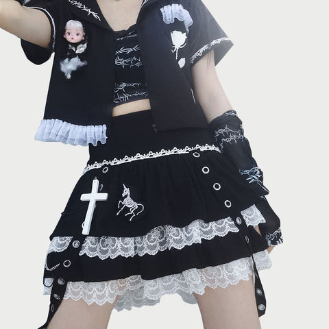 Two Dark Lovers Lace Skirt