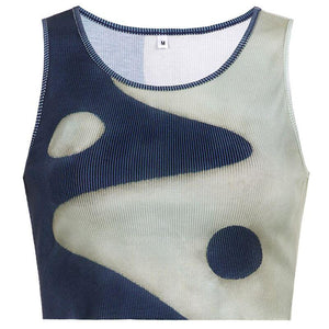 U-Neck Print Sleeveless Top