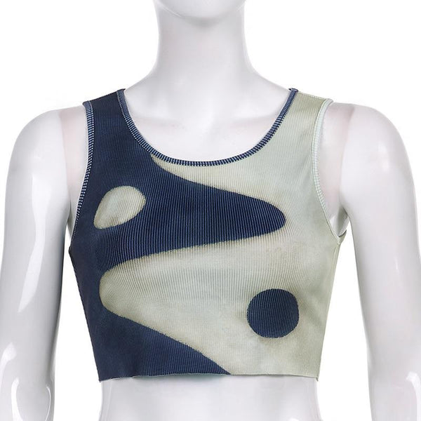 U-Neck Print Sleeveless Top