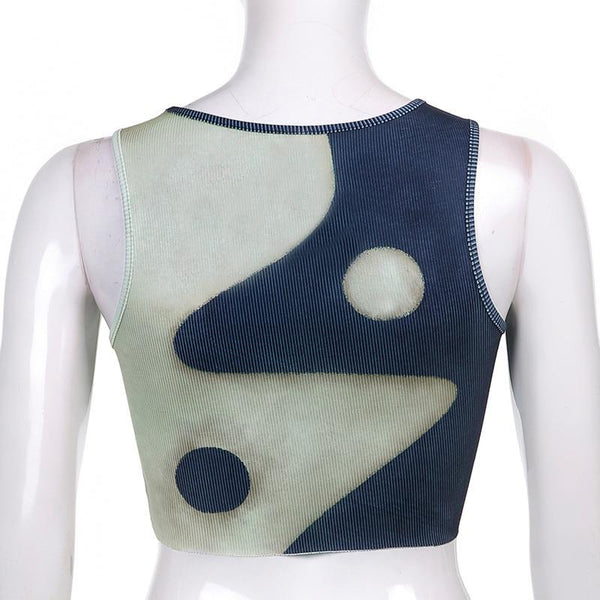 U-Neck Print Sleeveless Top