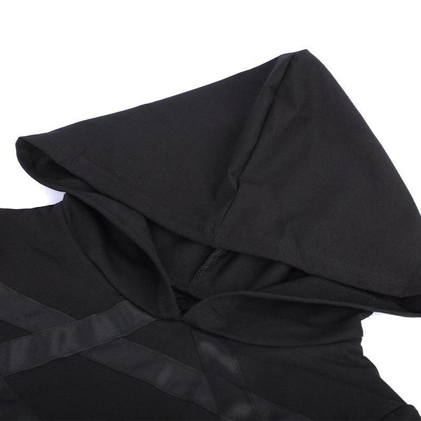 “Witch” Hollow Out Hooded Top