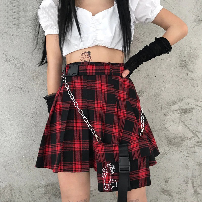 Dark Plaid Vintage Gothic Harajuku Skirt