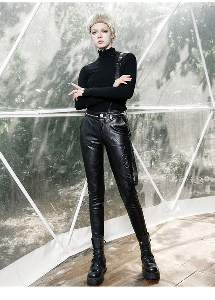 Punk Cargo PU Leather Pants