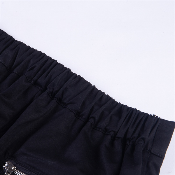 Black Gothic Women's Casual Pants / Cool Grunge Pants With Chains