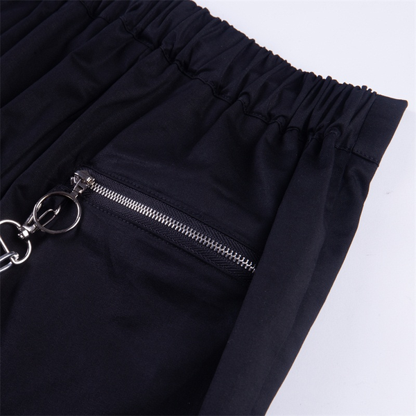 Black Gothic Women's Casual Pants / Cool Grunge Pants With Chains