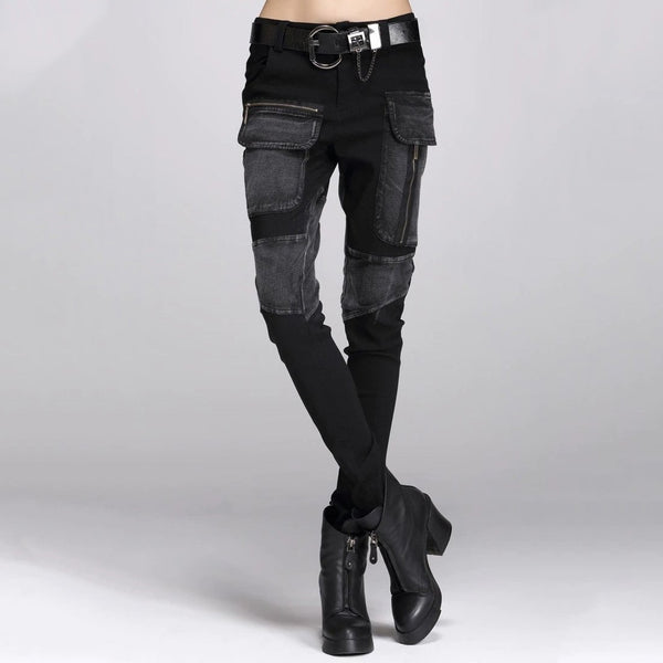 Black Pencil Pants for Women / Rock Style Loose Harem Women's Pants