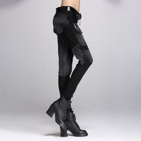 Black Pencil Pants for Women / Rock Style Loose Harem Women's Pants