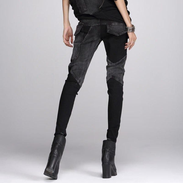 Black Pencil Pants for Women / Rock Style Loose Harem Women's Pants