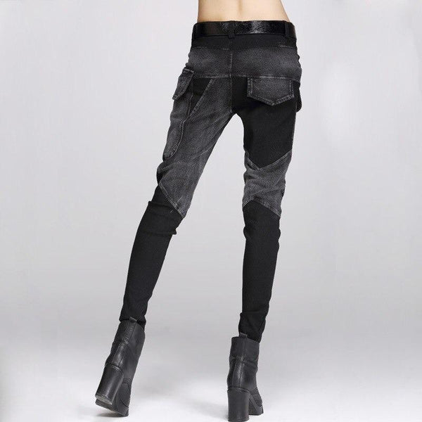 Black Pencil Pants for Women / Rock Style Loose Harem Women's Pants