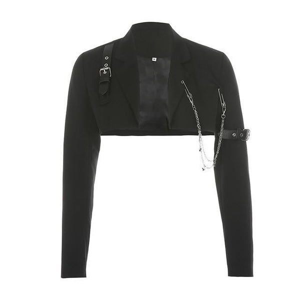 Buckle Chains Cropped Blazer