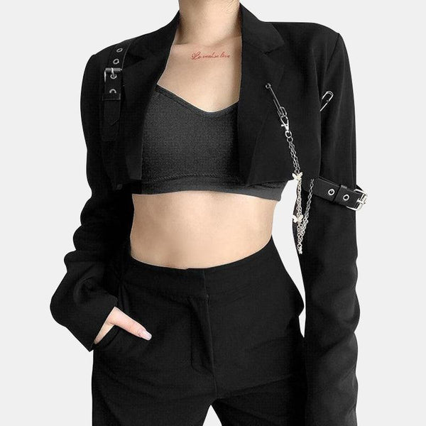 Buckle Chains Cropped Blazer