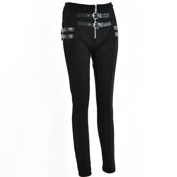 Skinny Pencil Pants for Women / High Waist Ladies Trousers / Zipper Buckle Solid Pants