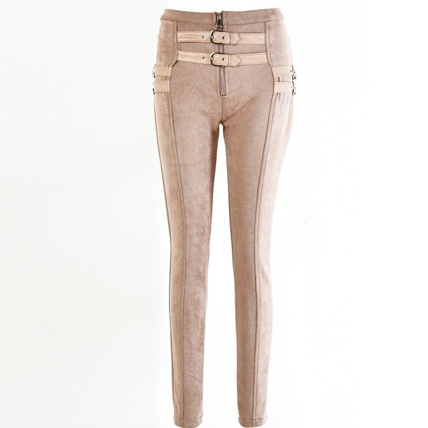 Skinny Pencil Pants for Women / High Waist Ladies Trousers / Zipper Buckle Solid Pants