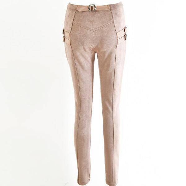 Skinny Pencil Pants for Women / High Waist Ladies Trousers / Zipper Buckle Solid Pants