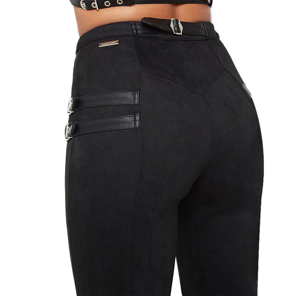 Skinny Pencil Pants for Women / High Waist Ladies Trousers / Zipper Buckle Solid Pants