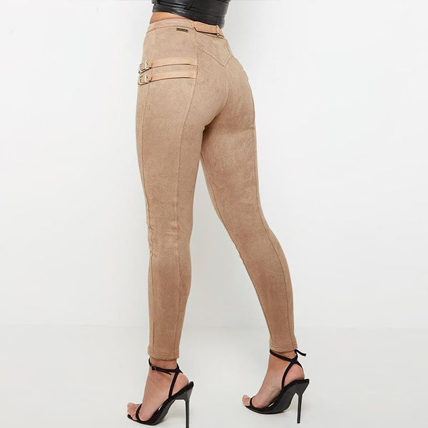 Skinny Pencil Pants for Women / High Waist Ladies Trousers / Zipper Buckle Solid Pants