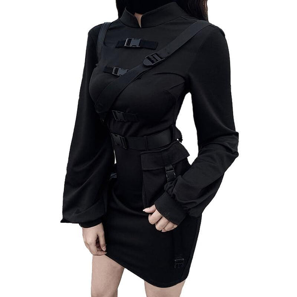 Dark Gothic Style Long Lantern Sleeve Dress / Sexy Gothic Clothing