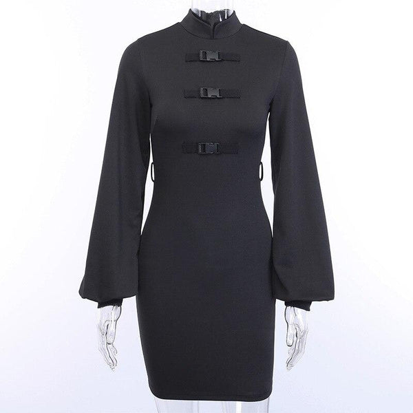 Dark Gothic Style Long Lantern Sleeve Dress / Sexy Gothic Clothing