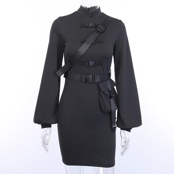 Dark Gothic Style Long Lantern Sleeve Dress / Sexy Gothic Clothing