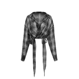 Punk Style Baggy Plaid Blouse Tops