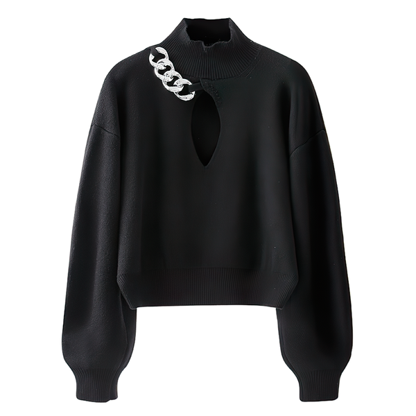 Fashion Long Sleeve Women's Sweater / Turtleneck Hollow Out Chain Streetwear