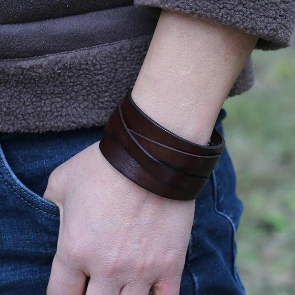 Fashion Wide Leather Bracelet / Punk Style Bangles for Men and Women