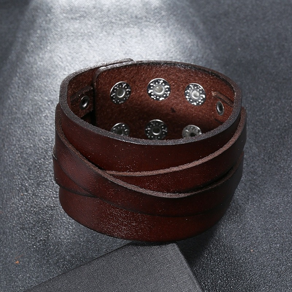 Fashion Wide Leather Bracelet / Punk Style Bangles for Men and Women