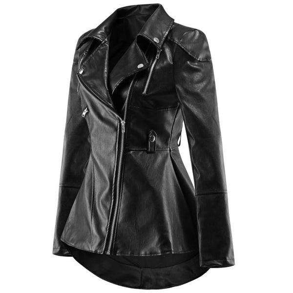 Faux Leather Jackets / Women's Black Motorcycle Jacket / Old School Fashion Outerwear