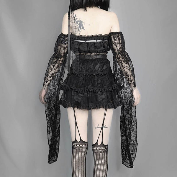 Dark Cross Mesh Skirt