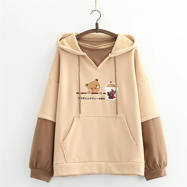 Japanese Bubble Tea Bear Oversized Hoodies