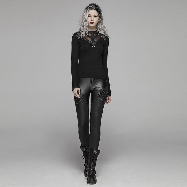 Gothic Style Long Sleeve Black Tops for Women / O-neck Female Pullovers Tops / Witchy Clothing