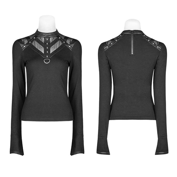 Gothic Style Long Sleeve Black Tops for Women / O-neck Female Pullovers Tops / Witchy Clothing