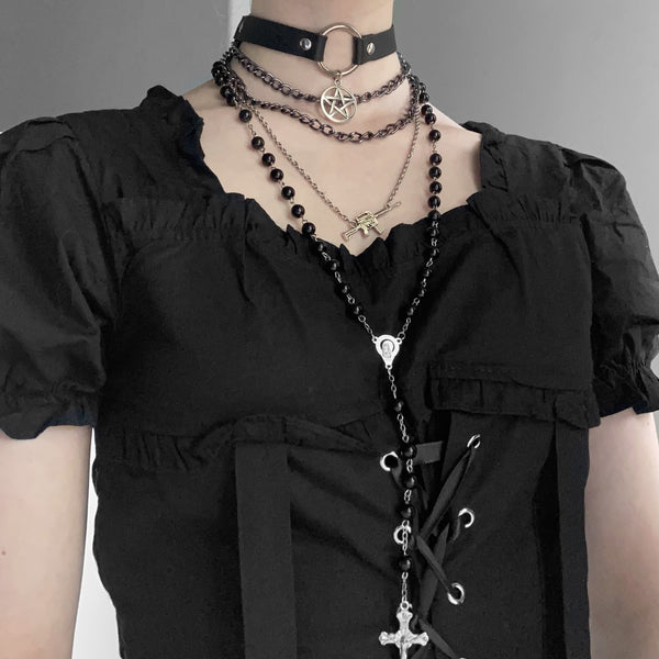 Double Chain Five-Pointed Star Choker