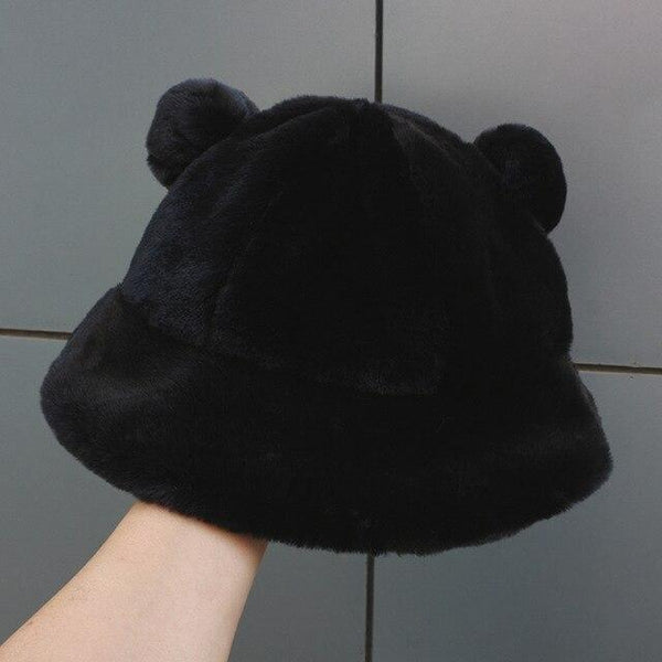 Kawaii Faux Fur Bear Bucket Hat