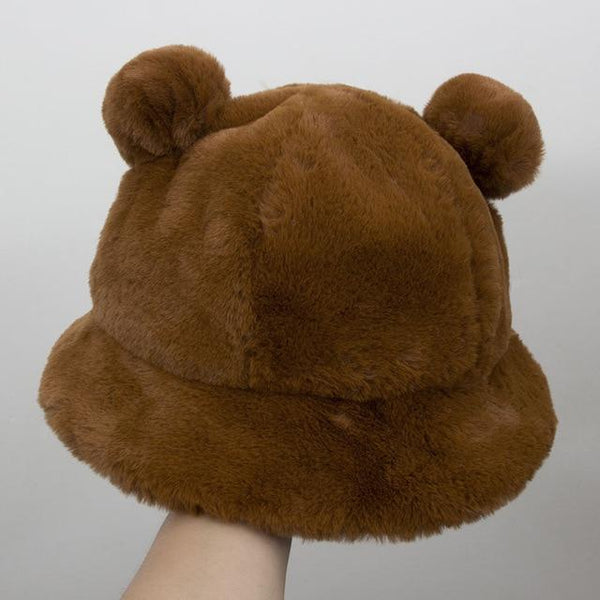 Kawaii Faux Fur Bear Bucket Hat