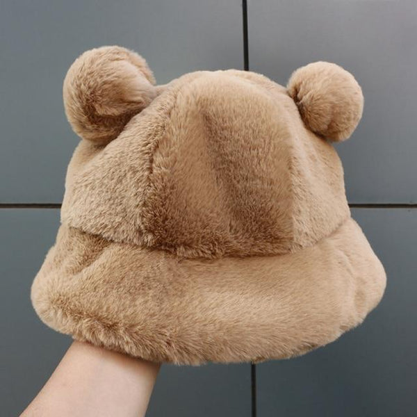 Kawaii Faux Fur Bear Bucket Hat