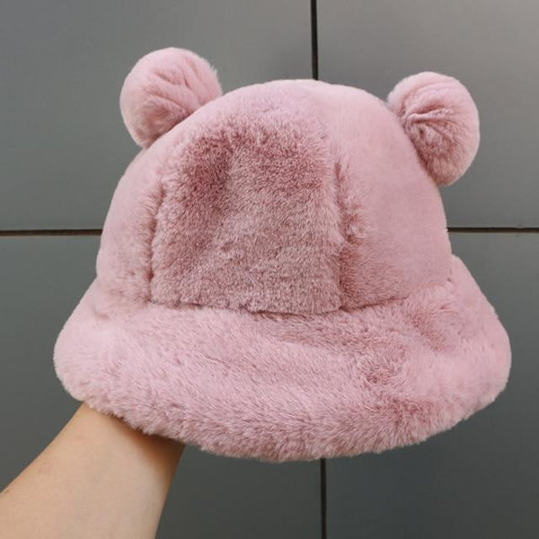 Kawaii Faux Fur Bear Bucket Hat