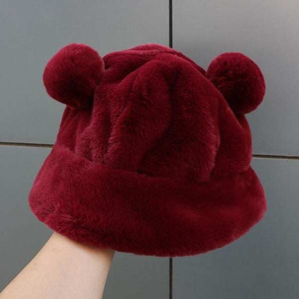 Kawaii Faux Fur Bear Bucket Hat