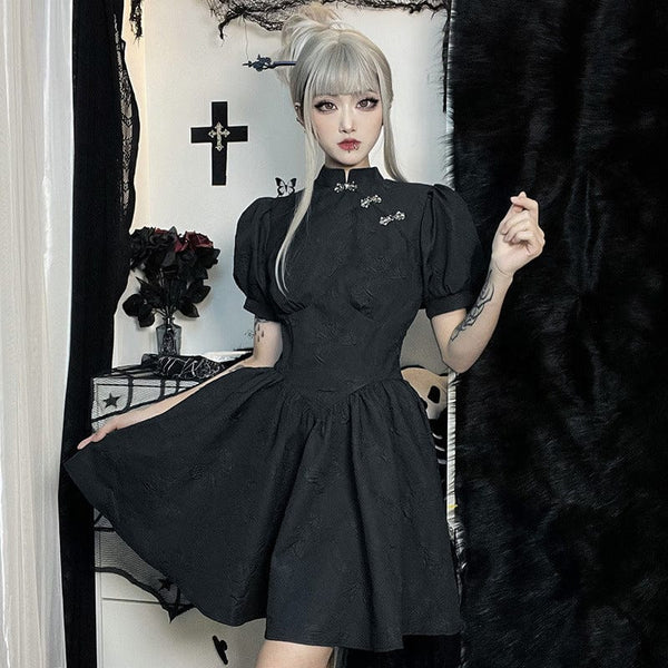 Women's Gothic Cheongsam Collar Draped Dress