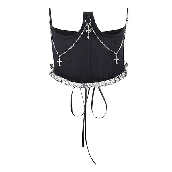 Women's Gothic Cross Lace Hem Underbust Corset