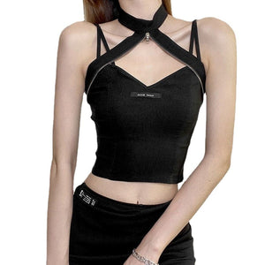 Women's Grunge Halterneck Splice Tank Top