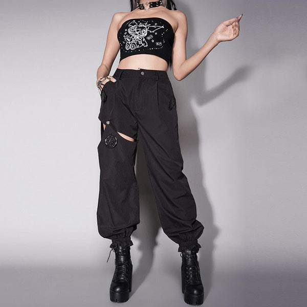 Women's Punk Cutout Cargo Pants