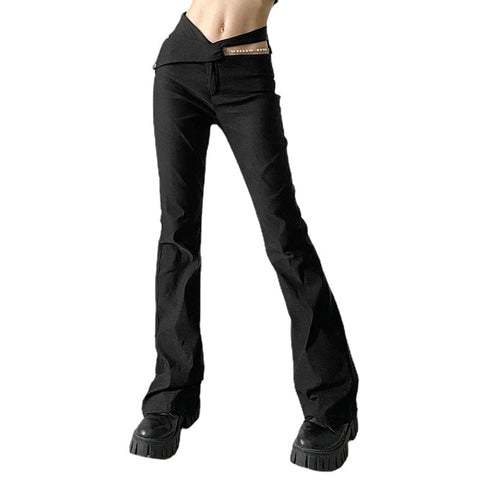 Women's Punk Cutout High-waisted Bell-bottoms