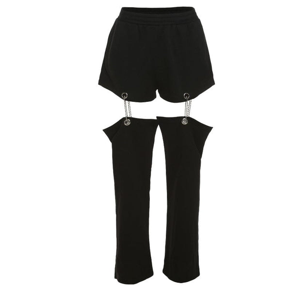 Women's Punk Detachabled Casual Straight Pants