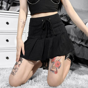 Women's Punk Drawstring Pleated Skirt