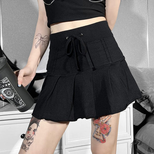 Women's Punk Drawstring Pleated Skirt