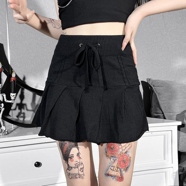 Women's Punk Drawstring Pleated Skirt