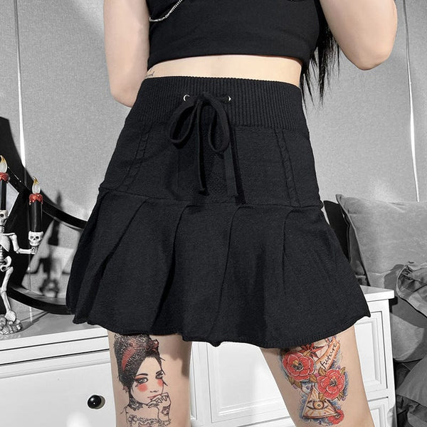 Women's Punk Drawstring Pleated Skirt