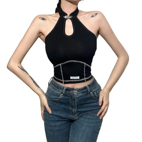 Women's Punk Halterneck Cutout Bustier