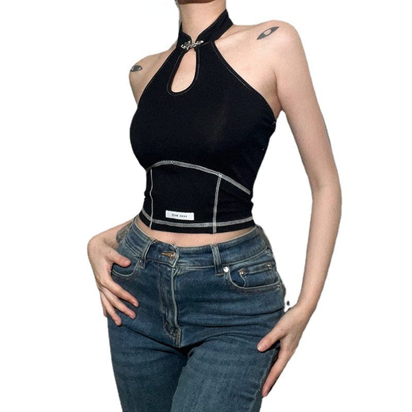 Women's Punk Halterneck Cutout Bustier